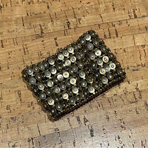 Bracelet - costume jewelry. Bronze color w/ white diamond like stones - Picture 2 of 2